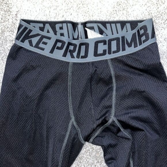 Nike Black PRO Combat Compression tapered workout yoga style tights leggings XL - Picture 2 of 6